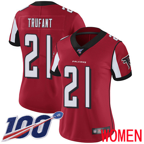 Atlanta Falcons Limited Red Women Desmond Trufant Home Jersey NFL Football #21 100th Season Vapor Untouchable->women nfl jersey->Women Jersey
